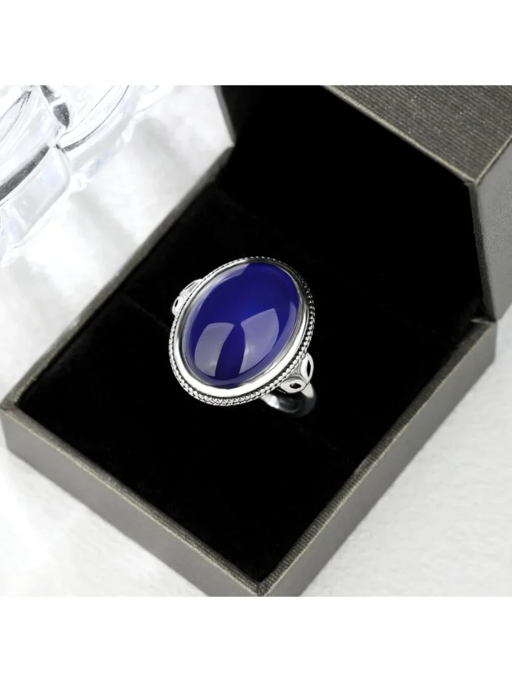 Vintage 925 Sterling Silver Mood Ring for Women | 18mm Oval Anxiety Relief Gift